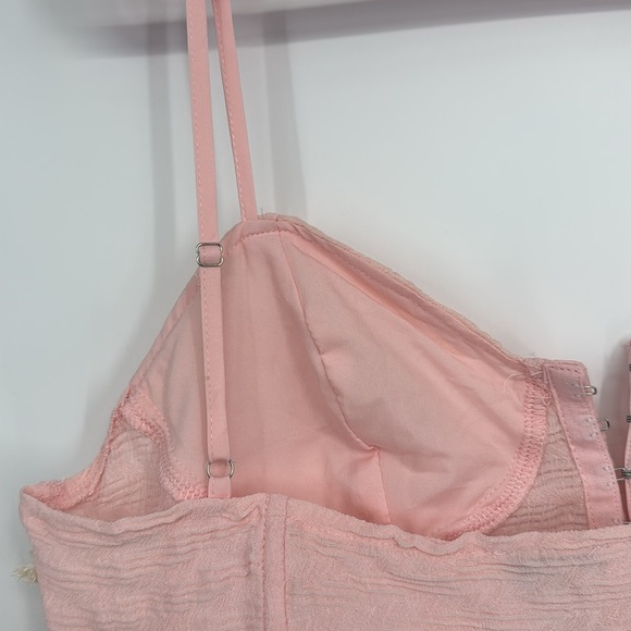 West of Melrose Pink Textured Corset Crop Top | Size XL | NWT - Picture 5 of 6